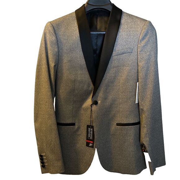 J. Ferrar Blazer Suit Jacket Silver Shine Wrinkle Recovery Stretch 36 Sport Coat - Picture 2 of 11